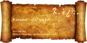 Kender Évald névjegykártya